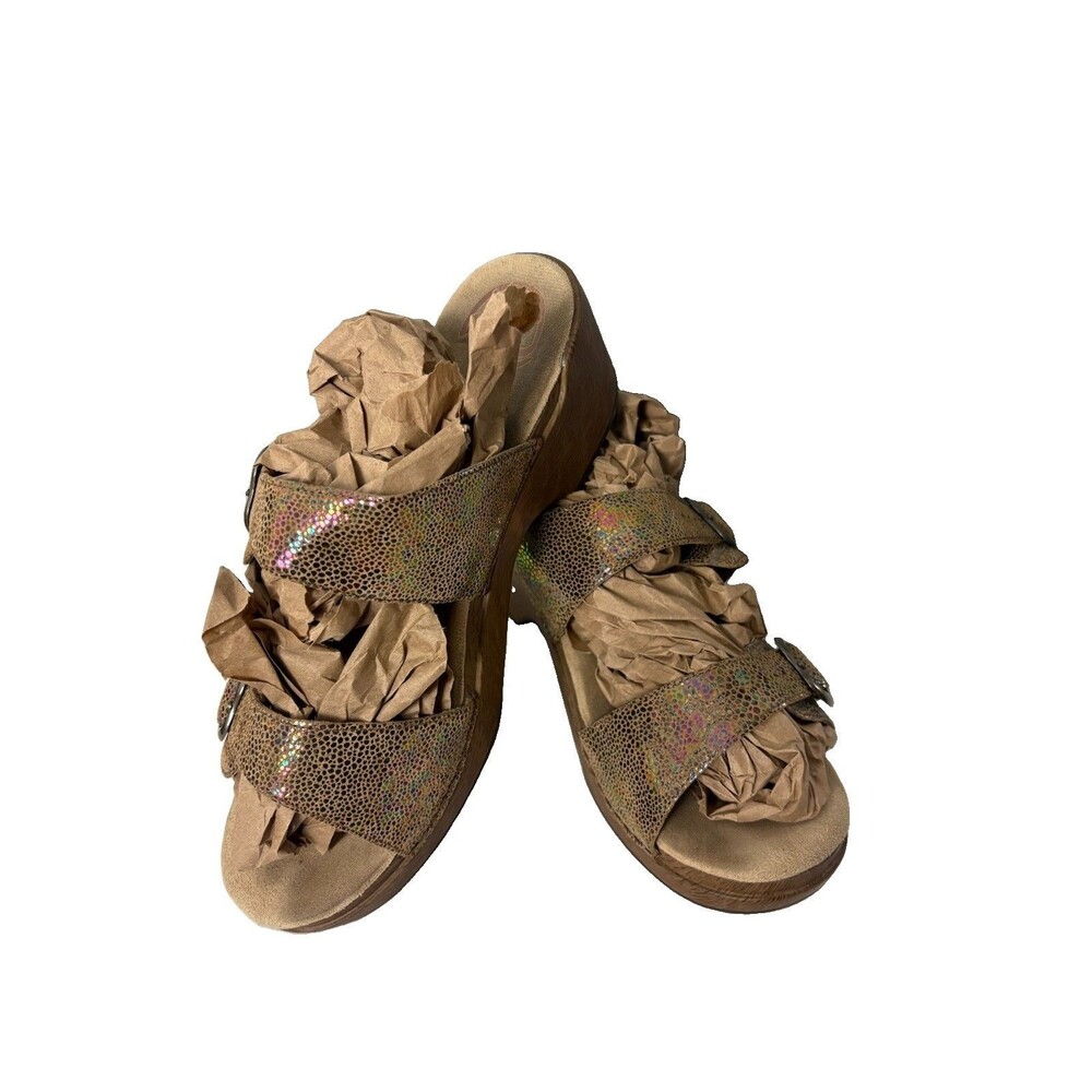 Dansko Sophie Brown Speckled Womens Leather Comfort Clog Sandals Sz 42 11-11.5